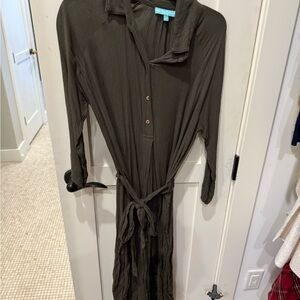 Melissa Odabash Khaki Long Sleeve Dress